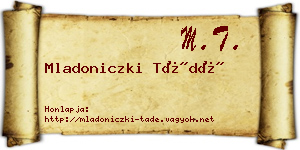 Mladoniczki Tádé névjegykártya